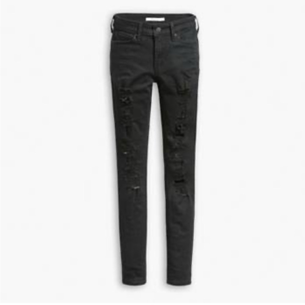 Levi's Black Skinny Jeans with Distressed Detailing
